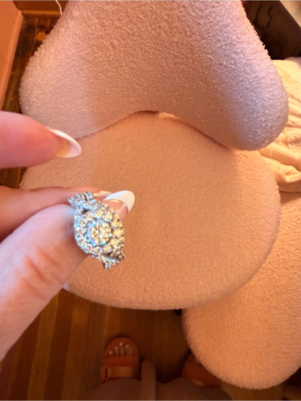 Genuine diamond and 14k white gold wedding set comes with appraisal